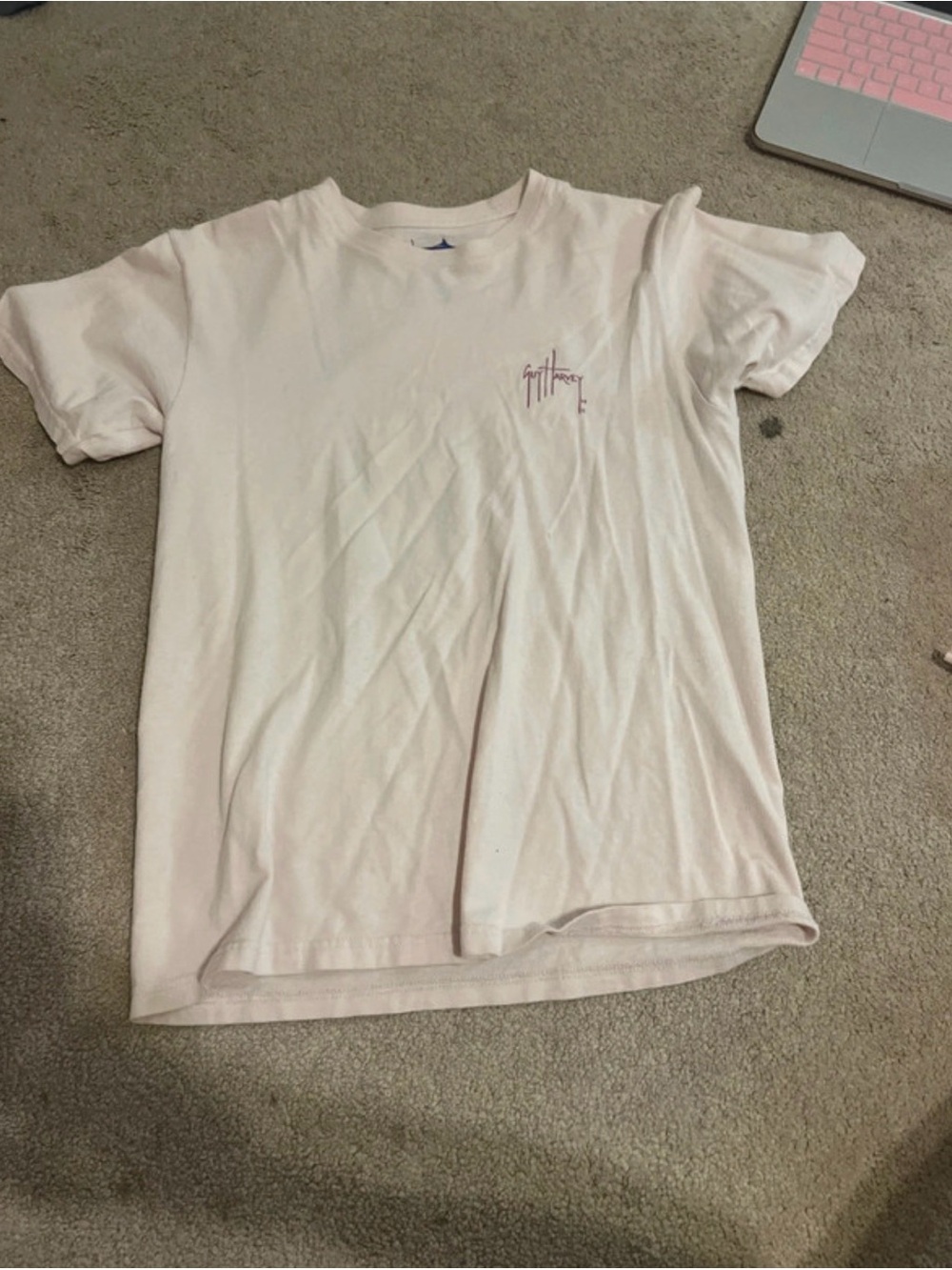 Guy Harvey Short Sleeve Tee in Pale Pink with Chest Logo
